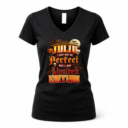 JULIO HH-F008 – Personalized Name Halloween Shirt – “I May Not Be Perfect, But I Am Limited Edition” Custom Apparel
