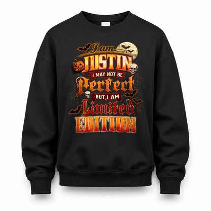 JUSTIN HH-F008 – Personalized Name Halloween Shirt – “I May Not Be Perfect, But I Am Limited Edition” Custom Apparel