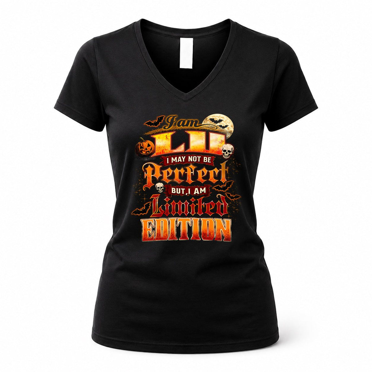 LU HH-F008 – Personalized Name Halloween Shirt – “I May Not Be Perfect, But I Am Limited Edition” Custom Apparel