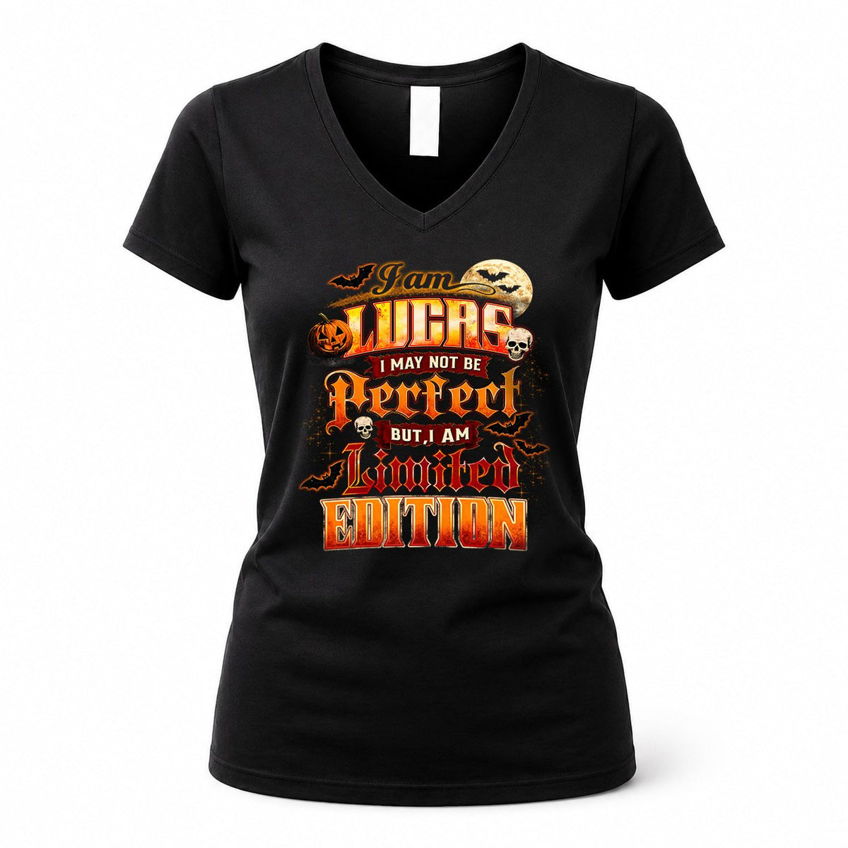 LUCAS HH-F008 – Personalized Name Halloween Shirt – “I May Not Be Perfect, But I Am Limited Edition” Custom Apparel