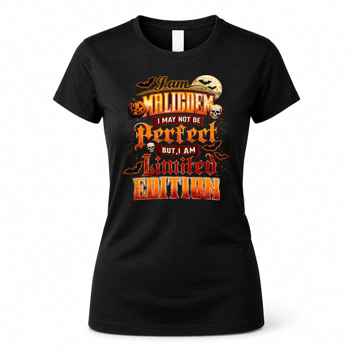 MALICDEM HH-F008 – Personalized Name Halloween Shirt – “I May Not Be Perfect, But I Am Limited Edition” Custom Apparel