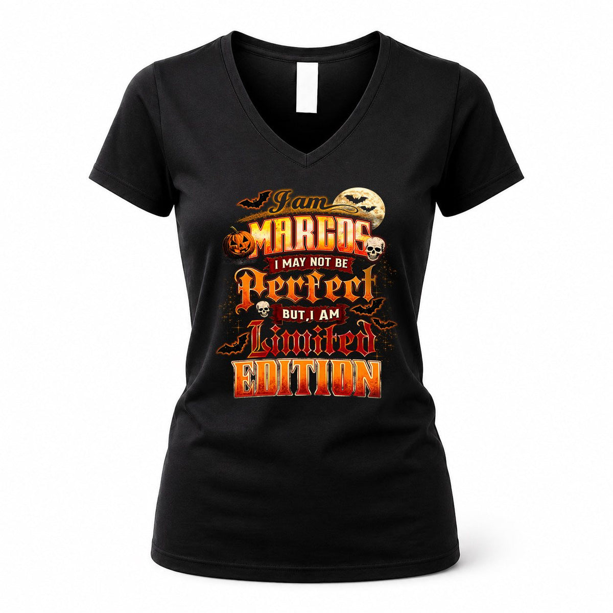 MARCOS HH-F008 – Personalized Name Halloween Shirt – “I May Not Be Perfect, But I Am Limited Edition” Custom Apparel