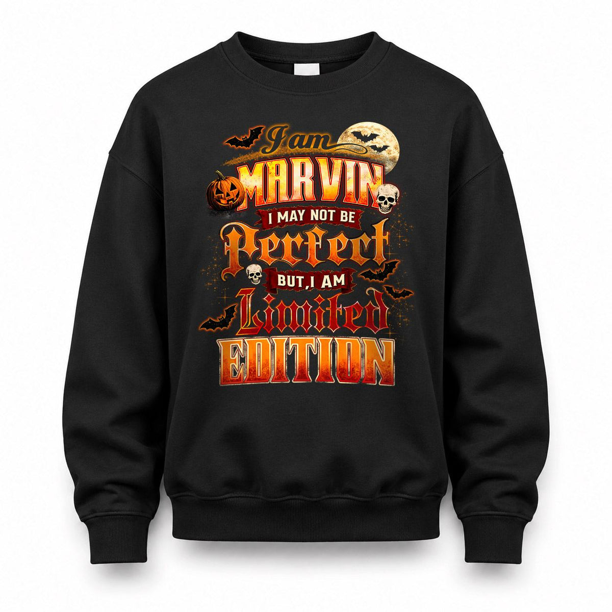 MARVIN HH-F008 – Personalized Name Halloween Shirt – “I May Not Be Perfect, But I Am Limited Edition” Custom Apparel