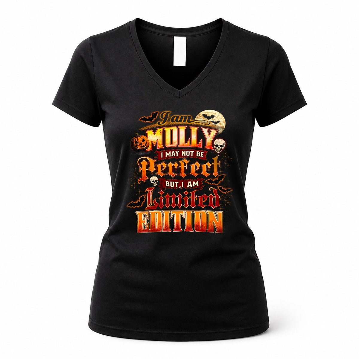 MOLLY HH-F008 – Personalized Name Halloween Shirt – “I May Not Be Perfect, But I Am Limited Edition” Custom Apparel