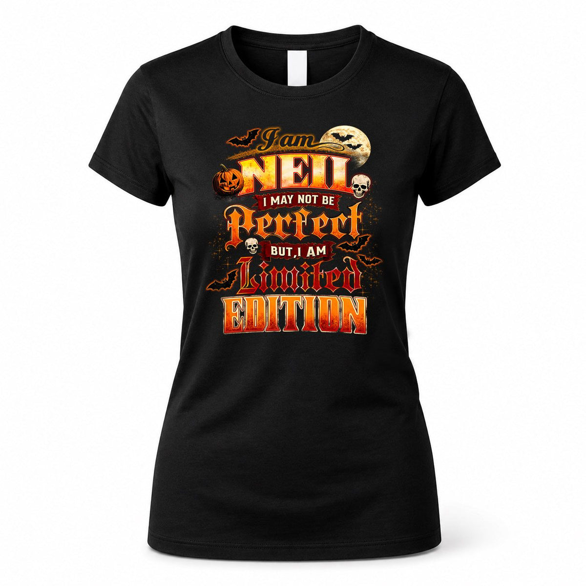 NEIL HH-F008 – Personalized Name Halloween Shirt – “I May Not Be Perfect, But I Am Limited Edition” Custom Apparel