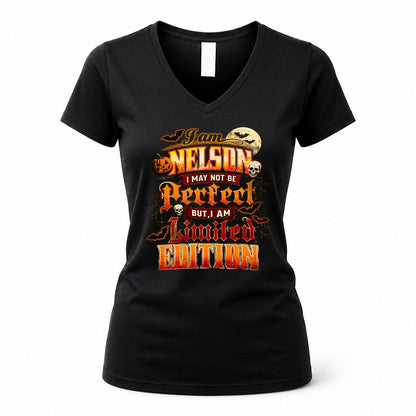 NELSON HH-F008 – Personalized Name Halloween Shirt – “I May Not Be Perfect, But I Am Limited Edition” Custom Apparel
