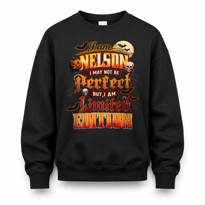 NELSON HH-F008 – Personalized Name Halloween Shirt – “I May Not Be Perfect, But I Am Limited Edition” Custom Apparel
