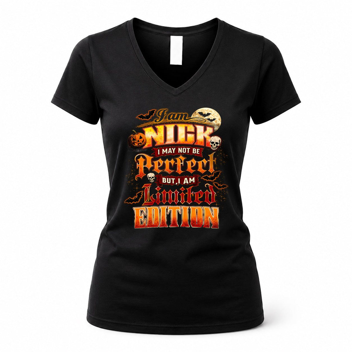 NICK HH-F008 – Personalized Name Halloween Shirt – “I May Not Be Perfect, But I Am Limited Edition” Custom Apparel