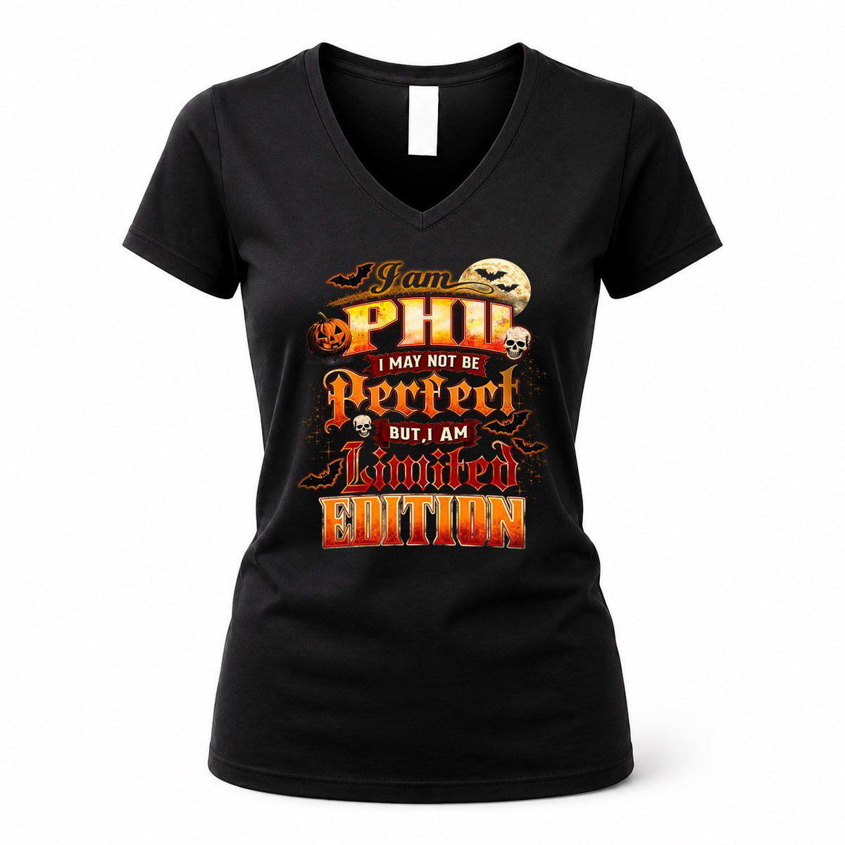 PHU HH-F008 – Personalized Name Halloween Shirt – “I May Not Be Perfect, But I Am Limited Edition” Custom Apparel
