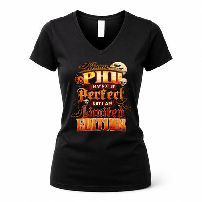 PHU HH-F008 – Personalized Name Halloween Shirt – “I May Not Be Perfect, But I Am Limited Edition” Custom Apparel