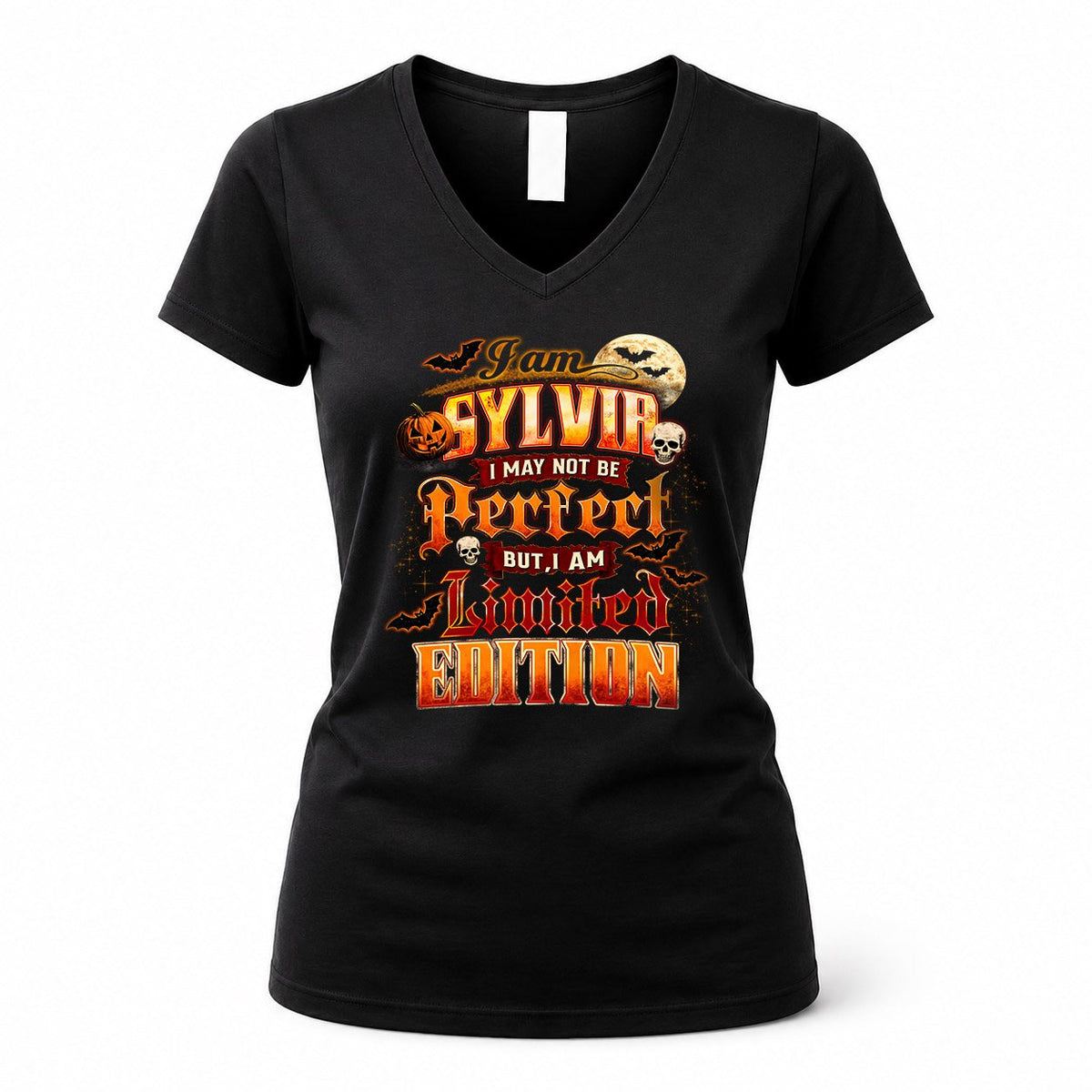 SYLVIA HH-F008 – Personalized Name Halloween Shirt – “I May Not Be Perfect, But I Am Limited Edition” Custom Apparel