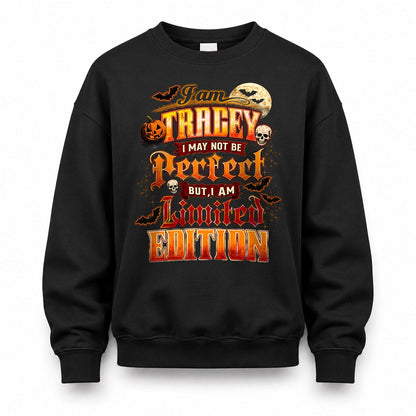 TRACEY HH-F008 – Personalized Name Halloween Shirt – “I May Not Be Perfect, But I Am Limited Edition” Custom Apparel