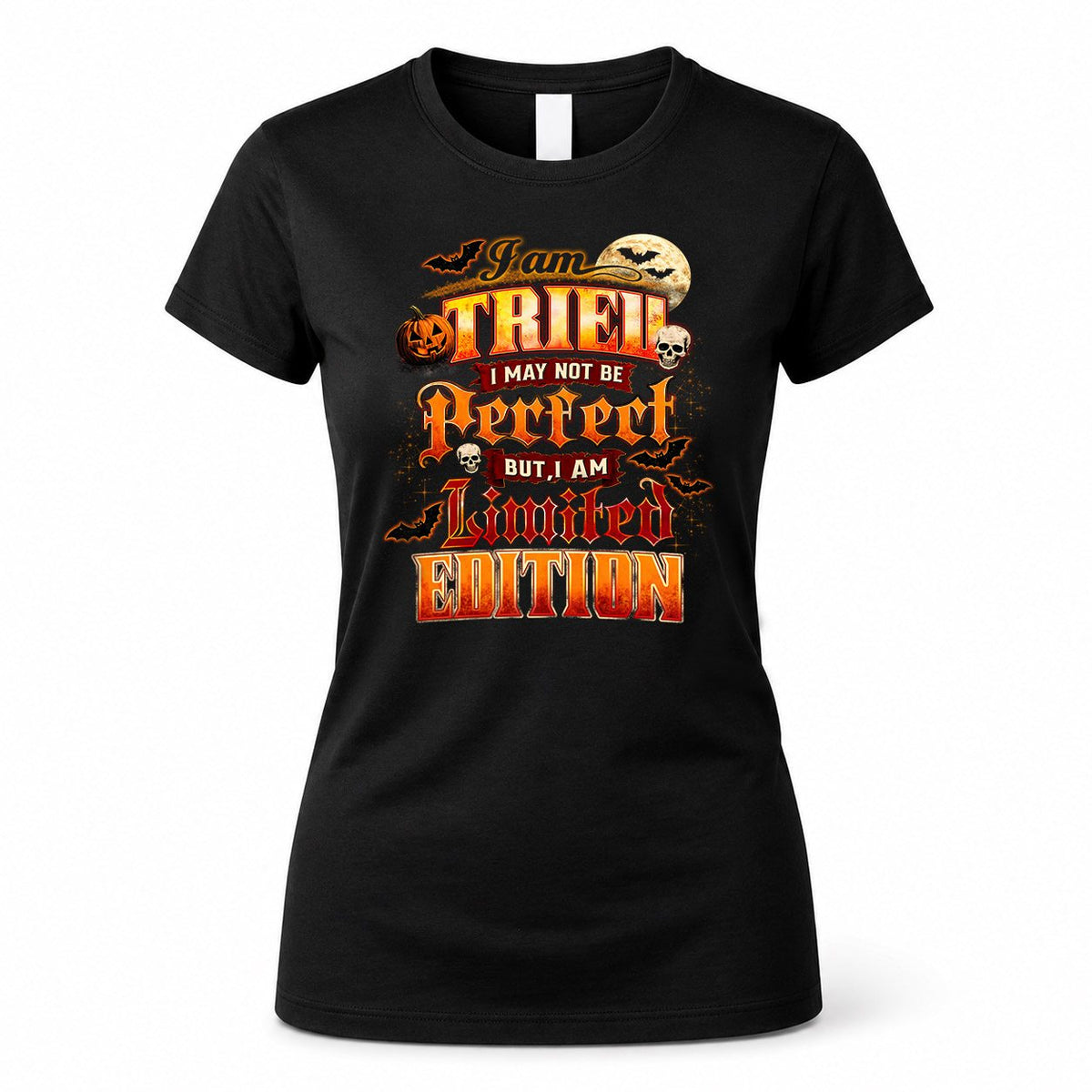 TRIEU HH-F008 – Personalized Name Halloween Shirt – “I May Not Be Perfect, But I Am Limited Edition” Custom Apparel